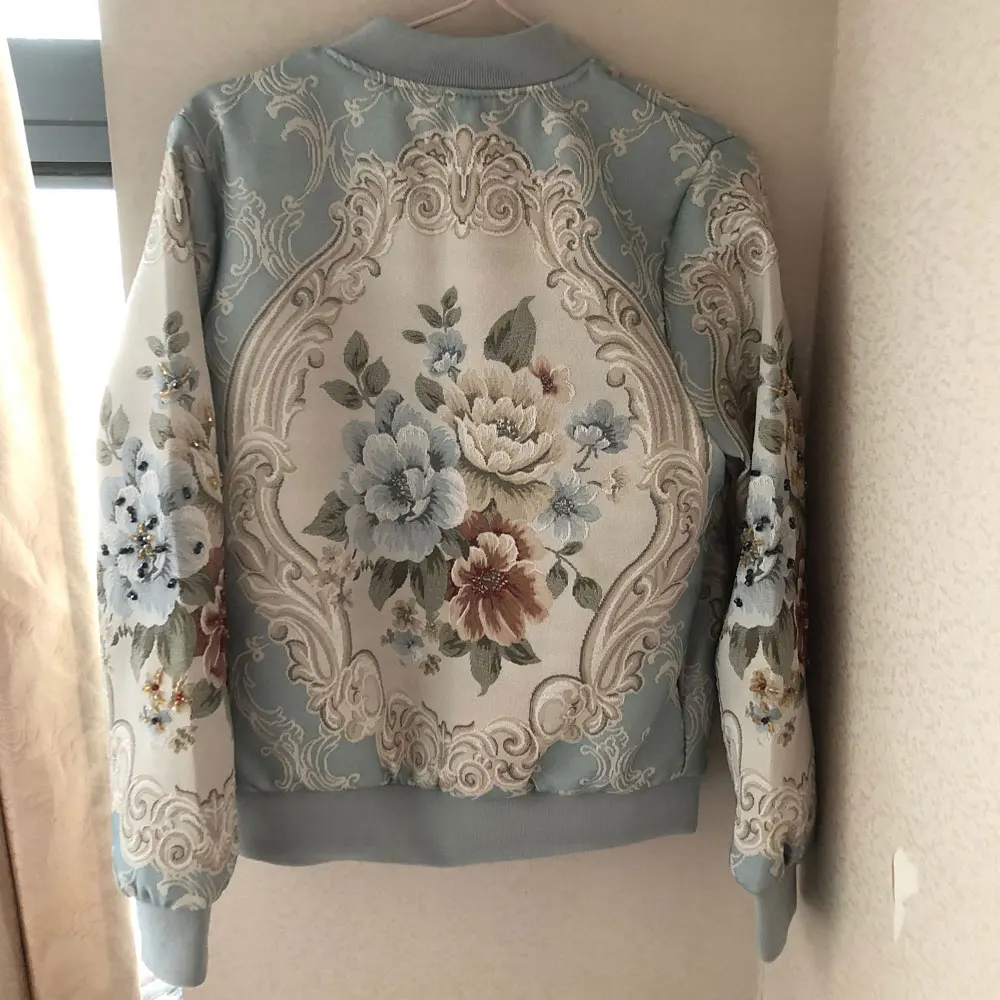 Chaquetas Mujer куртка Женское пальто цветочное жаккардовое Свободное пальто Женская куртка-бомбер уличная Куртка Jaqueta джинсы пальто со стразами