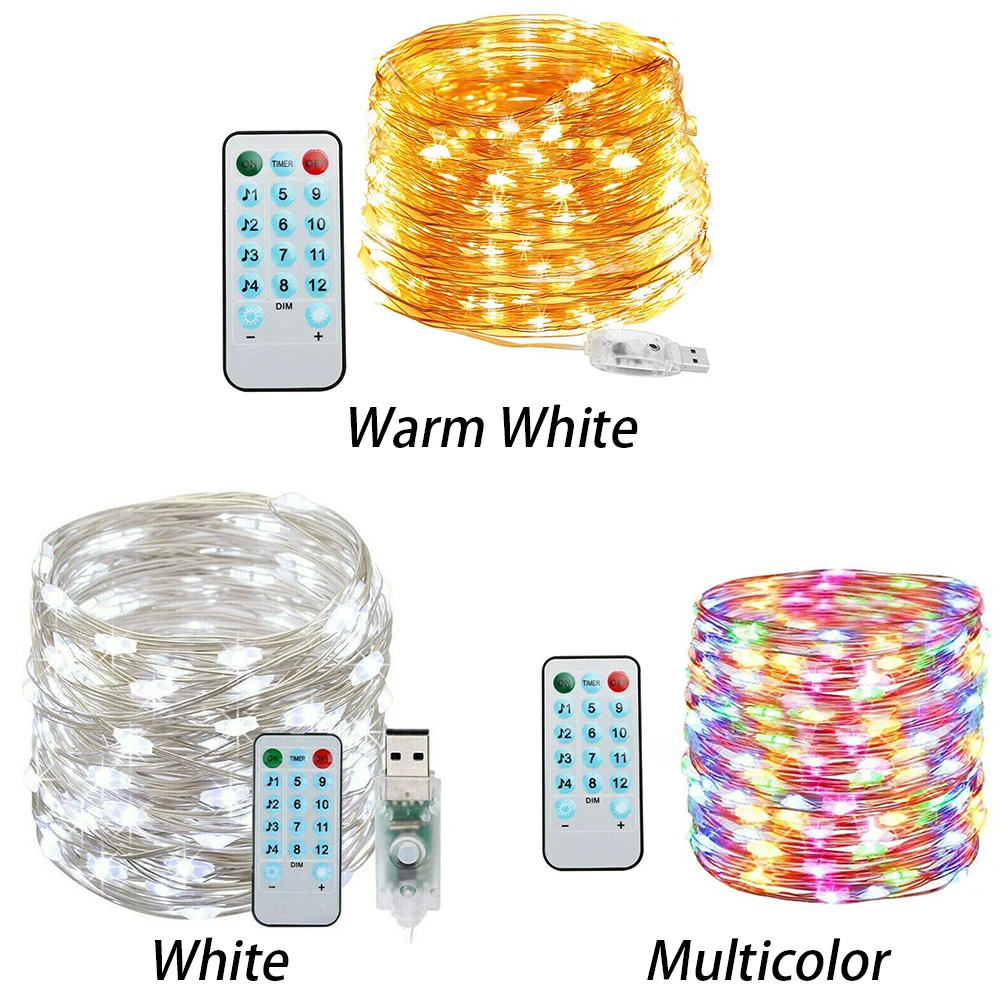 USB RGB Remote Control Copper Wire Outdoor Waterproof Indoor Tree Hanging Bedroom Fairy Christmas Decor Party LED String Light