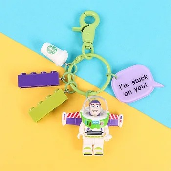 

Buzz Lightyear Key Chain Building Blocks Cartoon Character Car Key Chains Bag Pendant Creative Gift Keychain