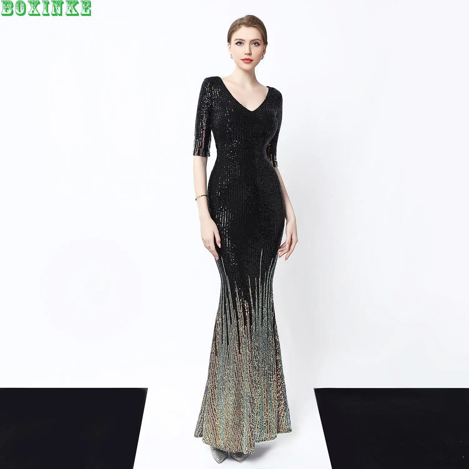 vestido de festa, платье vestidos mujer, цвет, с блестками, длинное, для банкета, тонкое, элегантное, как у знаменитостей, вечерние, рыбий хвост