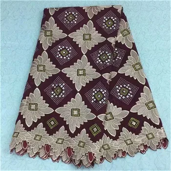 

2019 High Quality Swiss Voile Lace Fabric Bridal Material Embroidery Lace Latest African Cotton Lace Fabric With Stones pl66-363