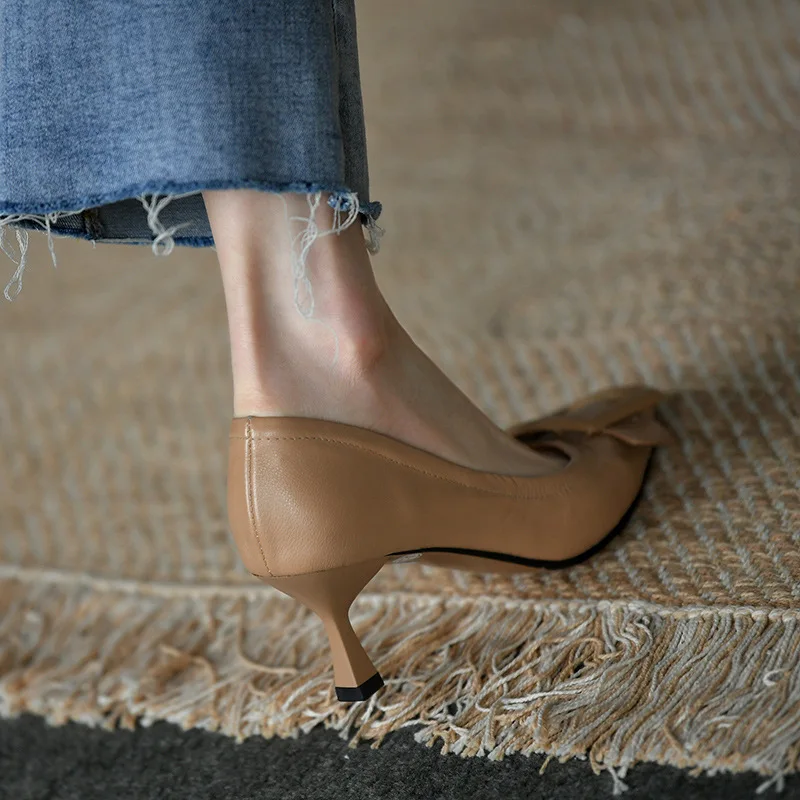 2022 HOT Elegant Buckle Show Thin Women's Sandals Solid Soft Leather Pointed Toe Fashion Brand High Heels Women Shoes