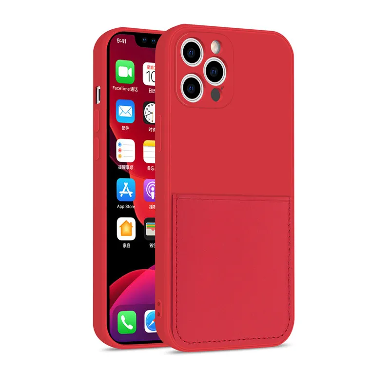 Candy Color Silicone Phone Case For iPhone 12 13 SE 2020 11 Pro Max XS X XR 6 7 8 Plus Wallet Card Holder Soft Shockproof Cover iphone xr phone case