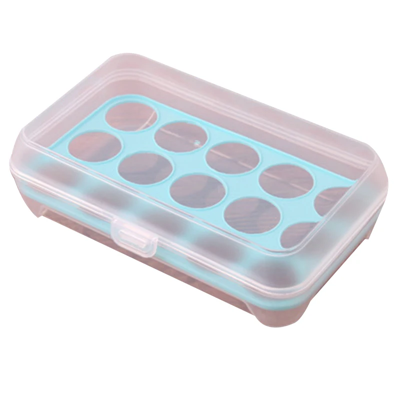Ящик для хранения на холодильник, стеллаж для хранения, складные кухонные аксессуары, подвесной органайзер, 16,5x15 см - Цвет: Blue 15 egg