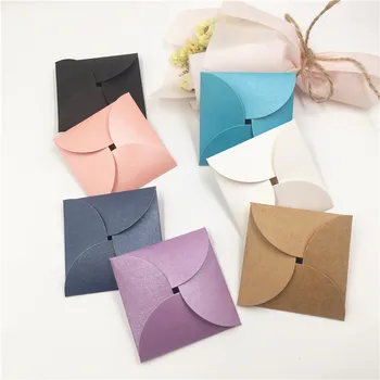 

50pcs/pack Lovely Colorful Square Shape Packaging Card Bags Wedding Jewelry Easy Carries Packaging Paper Bags