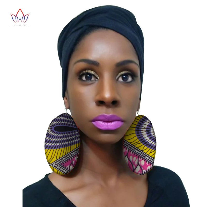 

BRW Fabric African Earrings For Women Drop Earrings Handmade Ethnic Oversized Earrings African Ankara Handmade Jewelry YB280