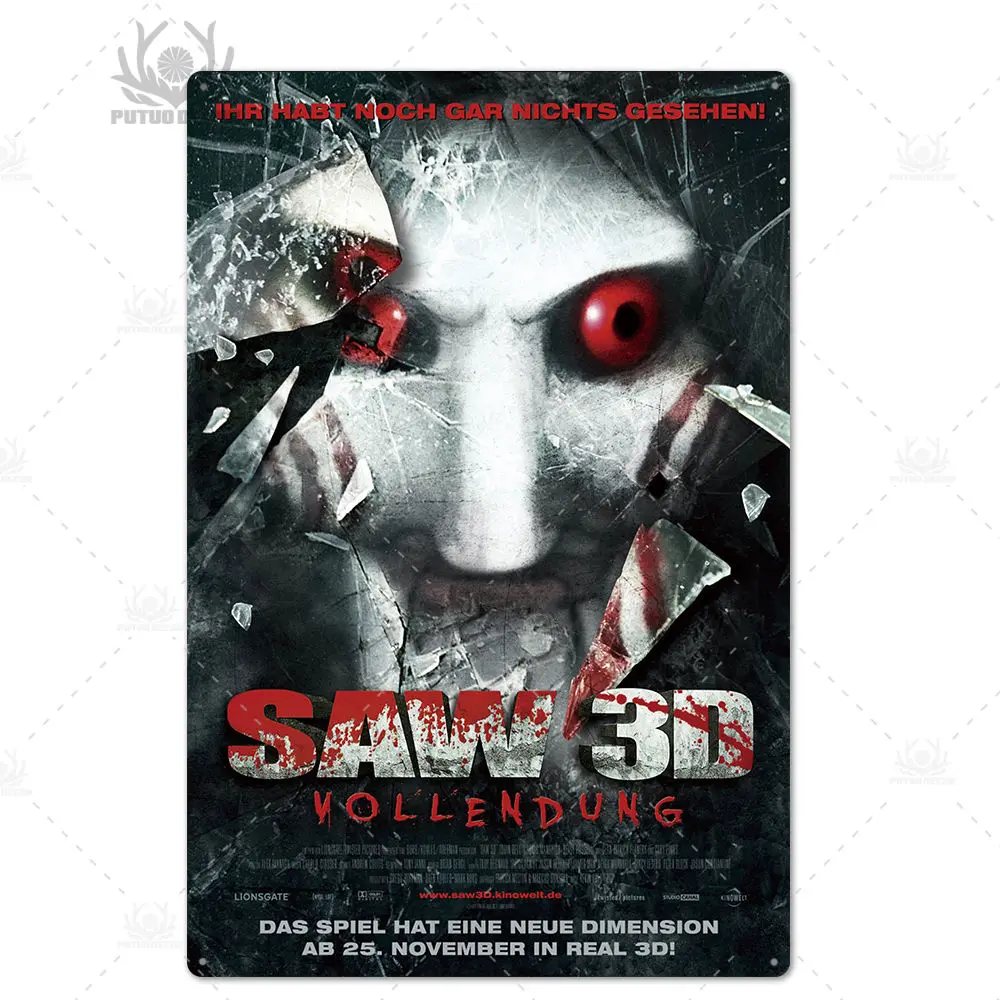 TH4134 Saw Movie винтажный металлический постер оловянный знак металлический знак табличка металлический винтажный Ретро Настенный декор для мужчин пещера декоративный металлический оловянный знак - Цвет: TH4134