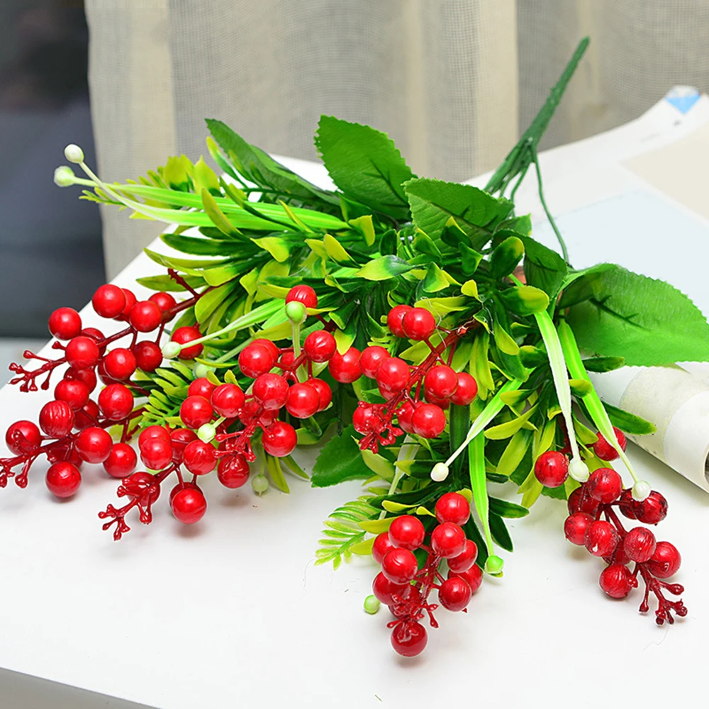 Simulation Rich Fruit Bouquet Flowers For Christmas Artificial Plant Berry Flowers For Wedding Home Room Decoration Flower Plant