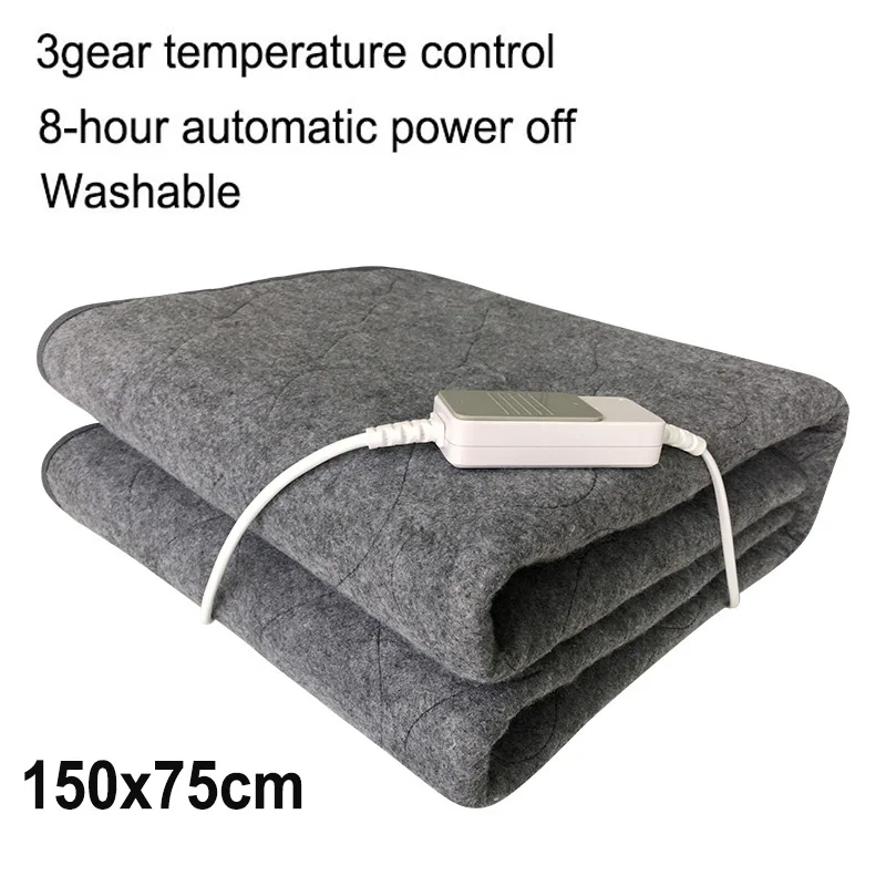 150x75cm Grey Моющаяся электрическая Одеяло двойной 220V с электрическим подогревом Одеяло коврик один-управление общежития Спальня ковер с подогревом - Цвет: 150x75cm Grey