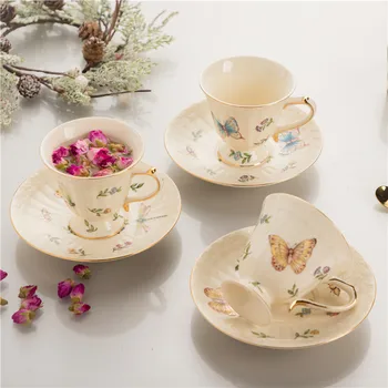 

Coffee Cups & Teapot Ceramic Breakfast Milk Tea Cup With Tray Afternoon Tea Drinkware Cup Creative Kitchen Utensils Wedding Gift