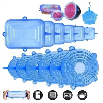 

Kitchen Accessories Gadgets Silicone Food Lid 6pcs/set Stretch Universal Bowl Pot Pan Fruit Vegetable Preservation Kitchen Tool