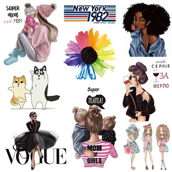 Модные нашивки для одежды для девочек, сделай сам, термопереводные наклейки для мамы и ребенка, термонаклейки для женщин, детская одежда