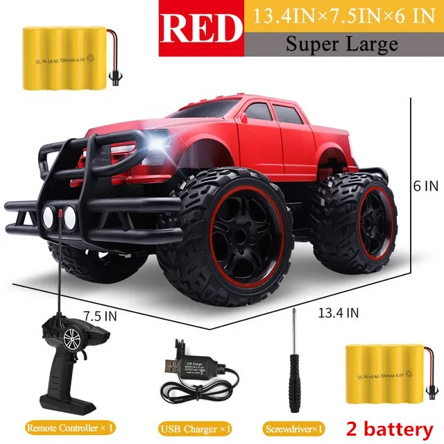 Red 2 battery Электрический автомобиль RC внедорожный грузовик высокоскоростной гоночный автомобиль для скалолазания перезаряжаемый, прочный и простой в управлении детские игрушки RC автомобиль - Цвет: Red 2 battery