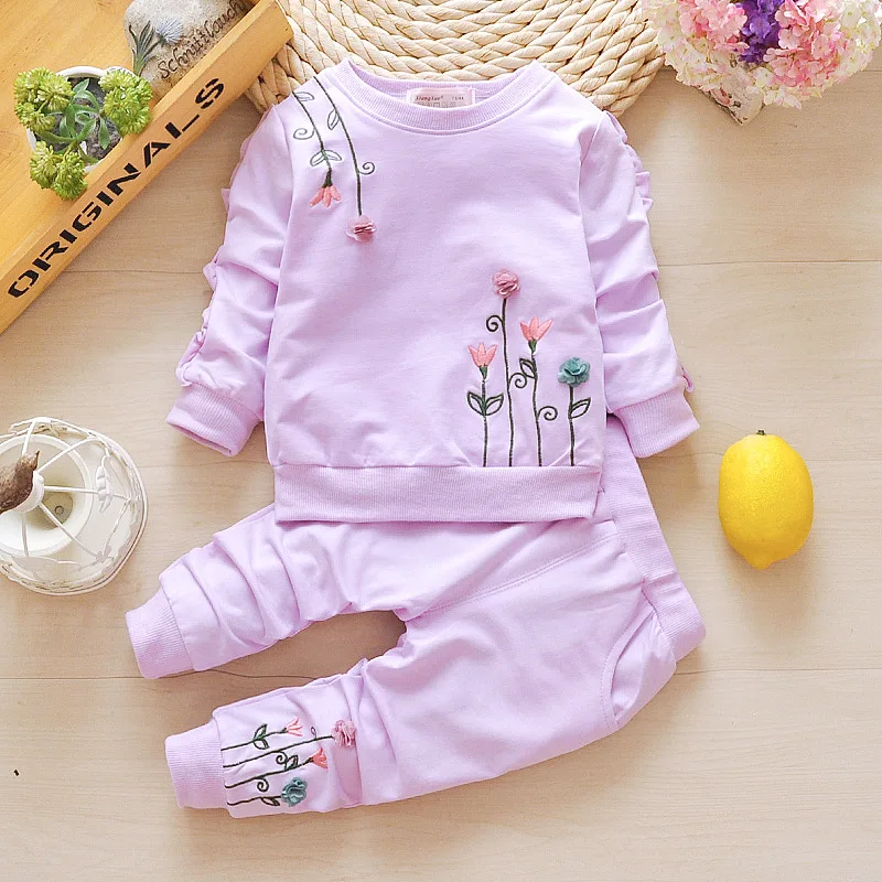 

Baby Girls Western Style Set Children Spring Long Sleeve Clothes Girls Spring Clothing Pieces Pure Cotton Two Infant 1-3 a Year