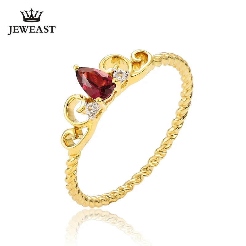 

ENZO Natural Garnet 18K Pure Gold 2023 New Hot Selling Top Ring Women Heart Shape Ring For Ladies Woman Genuine Jewelry