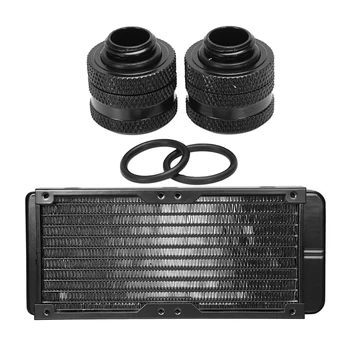 

3 Pcs Accessories: 1 Pcs 240Mm 10 Tubes Aluminum Alloy Computer Radiator Water Cooling Cooler & 2 Pcs OD 14Mm Hard Tube Fittings