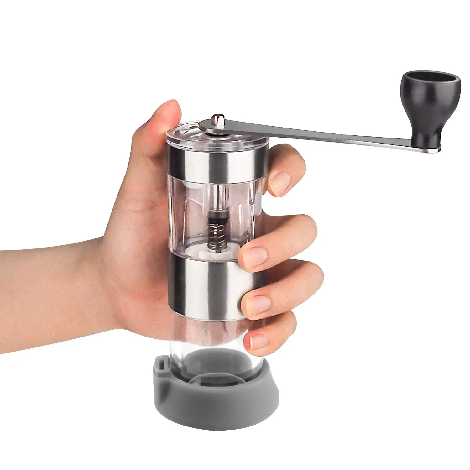 Manual Coffee Grinder,Portable Coffee Bean Grinder with No-Slip Silicone,Folding Handle Conical Burr Mill