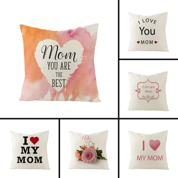 

1pcs 45x45cm Mother's Day Gift Cushion Cover Flax Cushion Waist Pillow Cover Decorative Cushion Cover The Best Gift for Mom