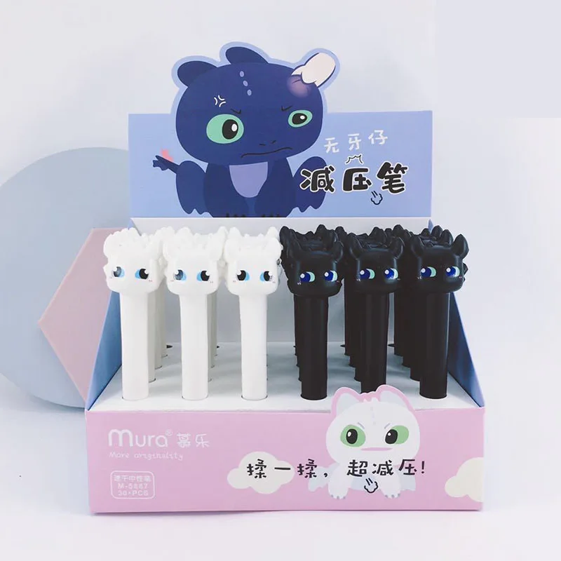 30 pcs/lot Black White Monster Decompression Gel Pen Cute 0.5mm Sponge Neutral School writing Supplies Promotional Gift |