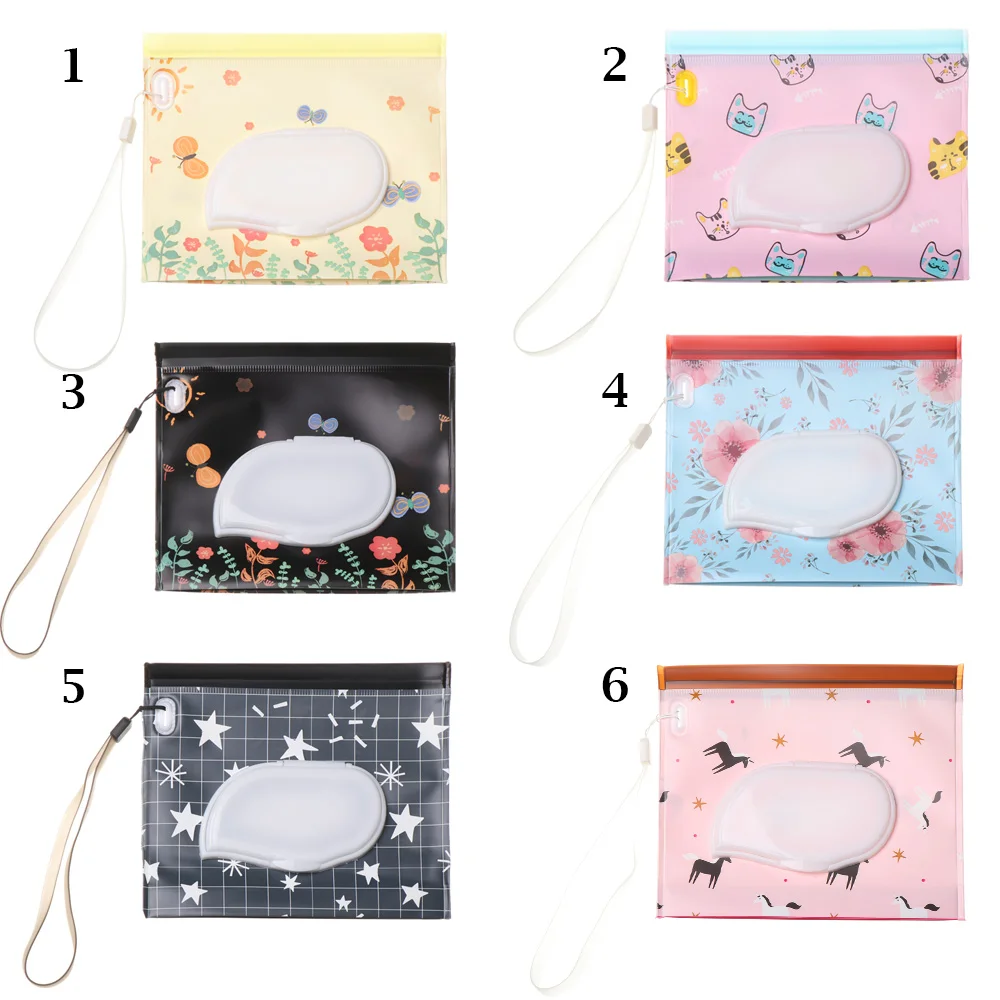 1Pc Cute Baby Wet Wipes Bag Flip Cover Tissue Box Fashion Useful Cosmetic Pouch Baby Product Stroller Carrying Case Acceseories 5