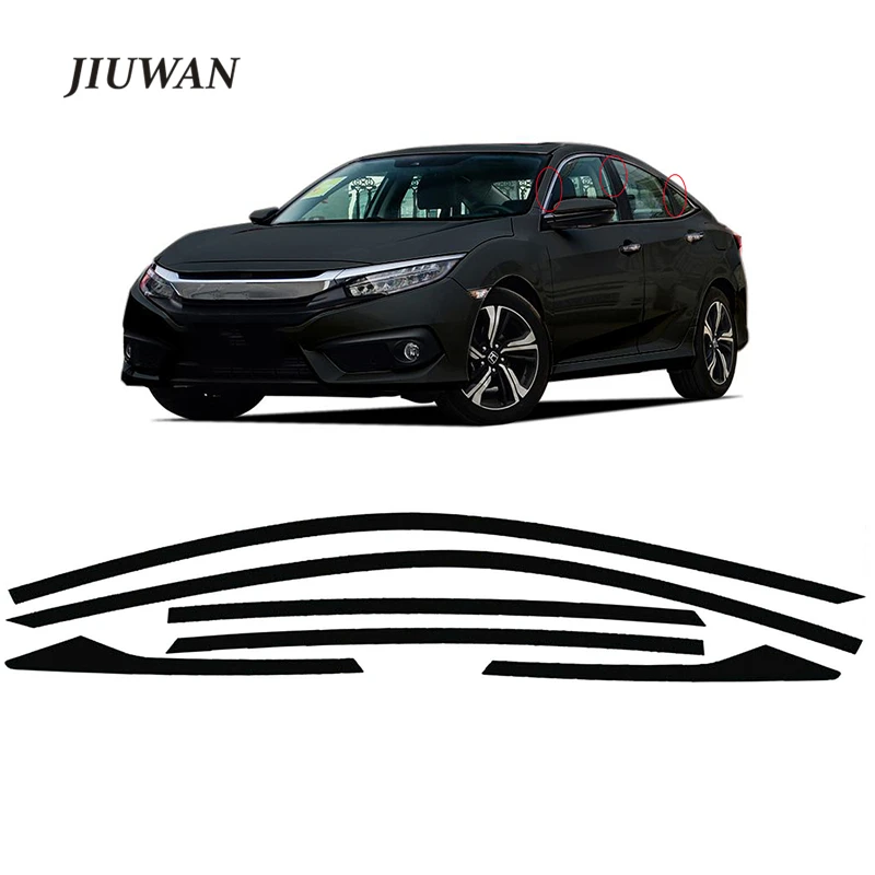 

1 Set Car Window Frame Trims Protection Film Matte Black Sticker Decal Fashion Automobile Styling For Honda Civic Sedan 16-20