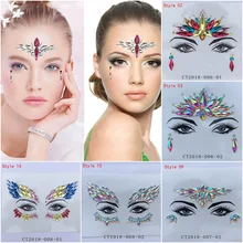 Festival Face Jewels Crystal Body Stickers Make Up Face Gems Glitter Rhinestones Face Sticker For Festival Party Dress UP