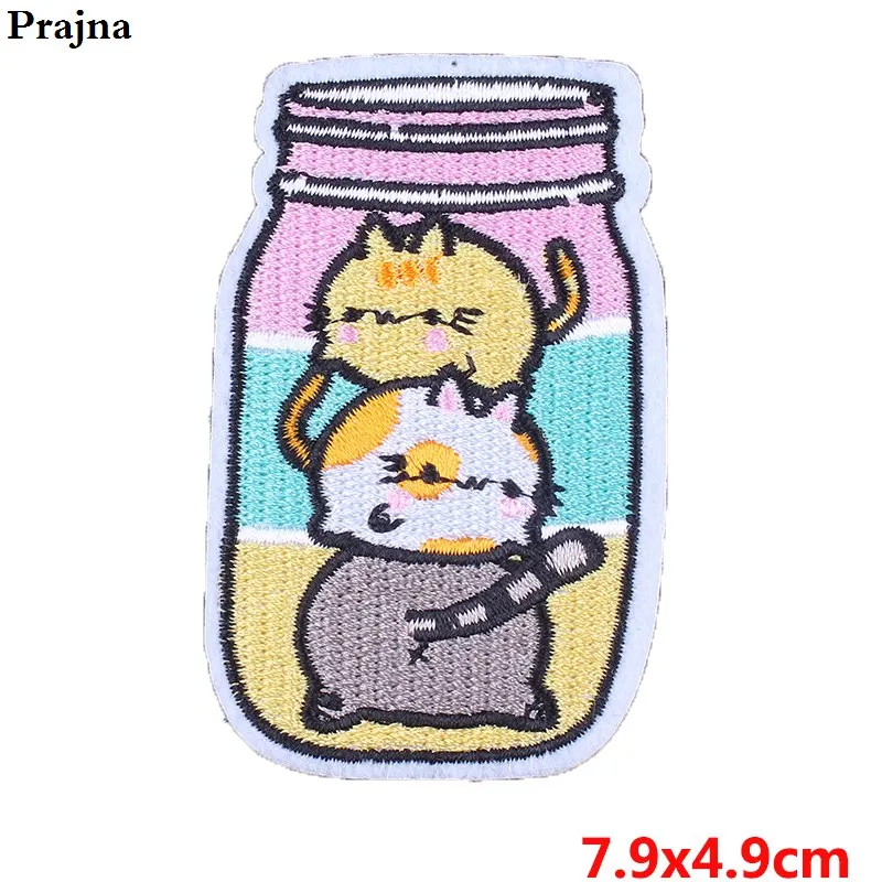 Prajna рисунок из мультфильма Суши Напиток железа на заплатках для одежды вышивка полоса на одежде DIY Милая Аппликация значок высокого качества - Цвет: Серый цвет с красноватым отливом