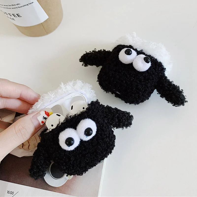 

Cute Earphone Case Kawaii Cartoon Lamb Earphone Plush Protection Case For Apple Airpods 1 2 Headphone Shockproof Cover Box