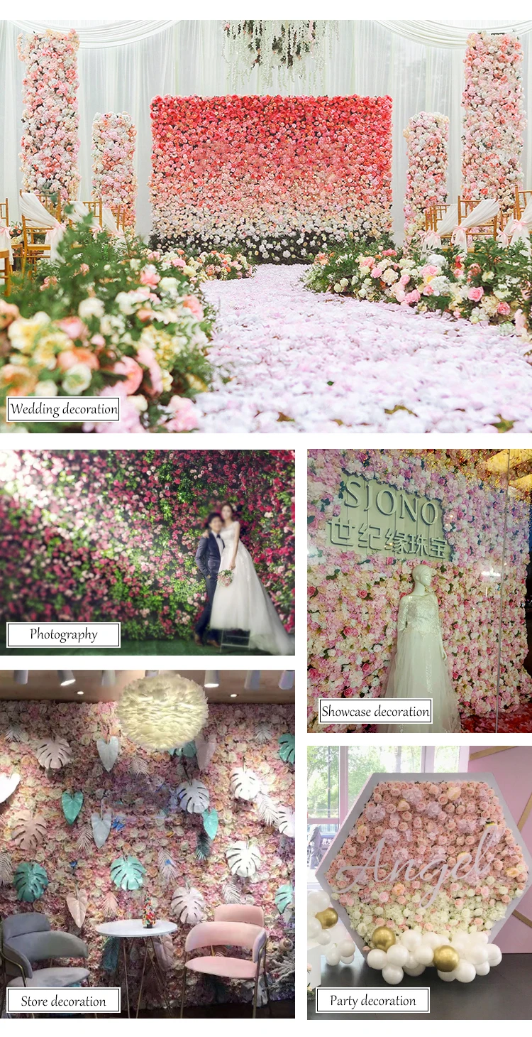 JAROWN Artificial Flower Wall Wedding Background Wall Decor Silk Fake Floral Photo Backdrop Window Shop Party Layout Flower Rows (19)