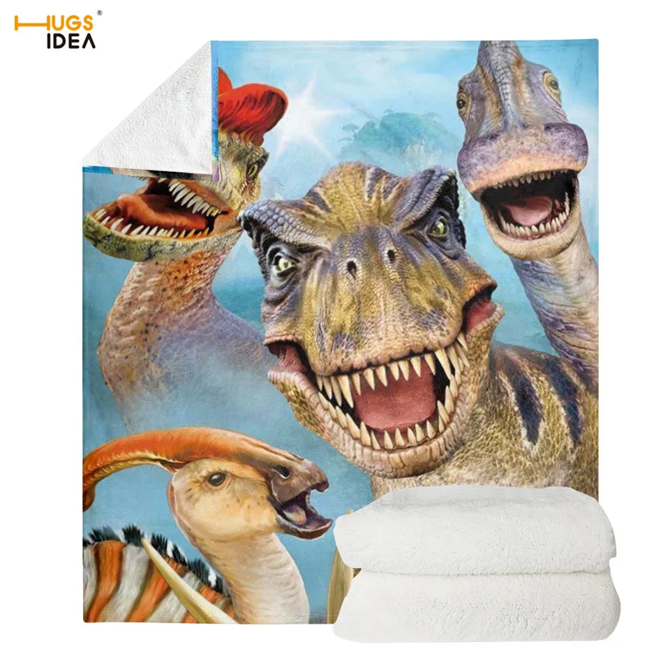 HX041 HUGSIDEA 3D крутое теплое одеяло с принтом динозавра, T-REX одеяло для пикника/барбекю/йоги, детское Фланелевое постельное белье - Цвет: HX041
