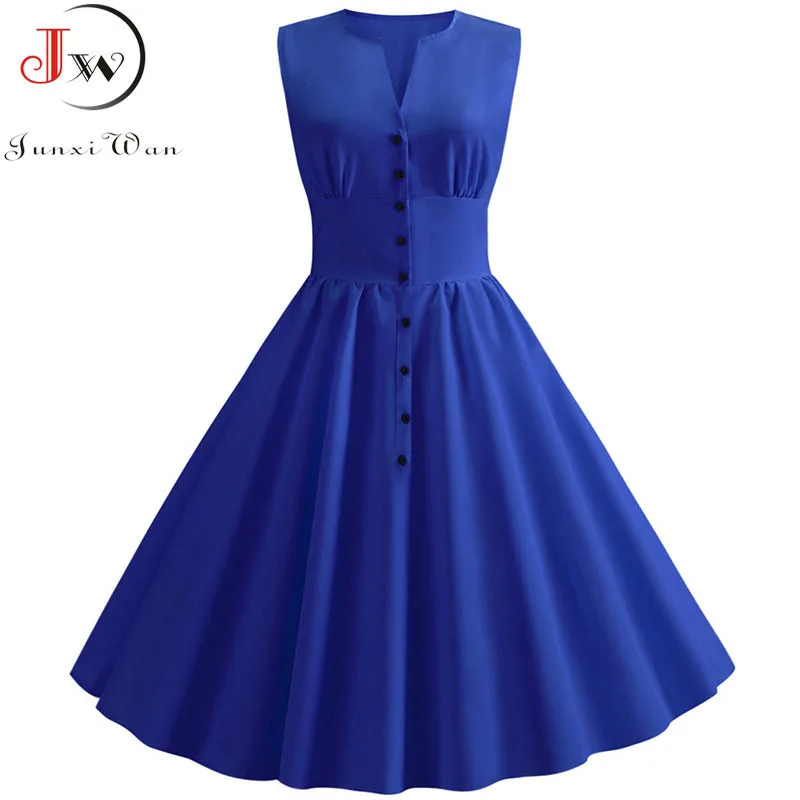 

Summer Dress Women Vintage Elegant Solid Color A-line Dress Robe Femme Casual V-neck Office Party Midi Dress Tunic Plus Size