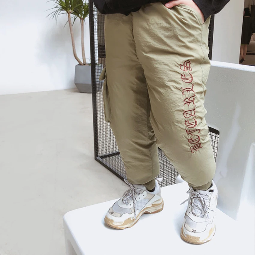 Benemaker/ г. Штаны с хлопковой подкладкой для мальчиков и девочек, зимние длинные штаны с вышивкой детская одежда для малышей Детские повседневные брюки, YP010