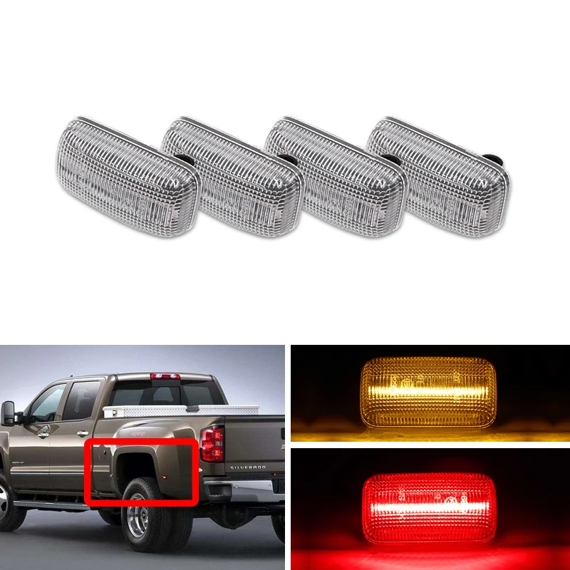 Прозрачные F &amp R янтарные красные светодиодные боковые габаритные фонари для