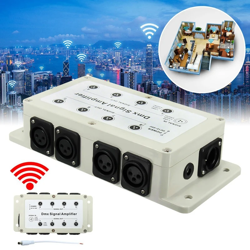 Dc12-24V 8 канальный выход Dmx Dmx512 Led контроллер разделитель усилителя сигнала дистрибьютор для домашнего оборудования