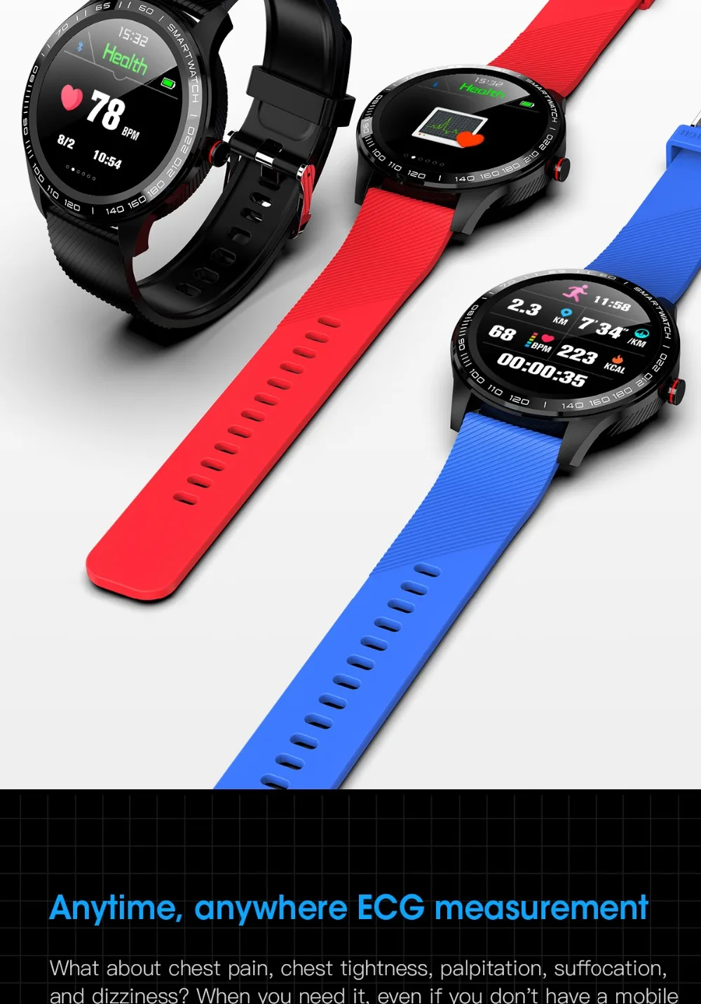 L9 Смарт часы ЭКГ сердечный ритм звонки напоминание полный сенсорный Smartwatch IP68 Водонепроницаемые часы для мужчин для Android IOS PK L7 GT2