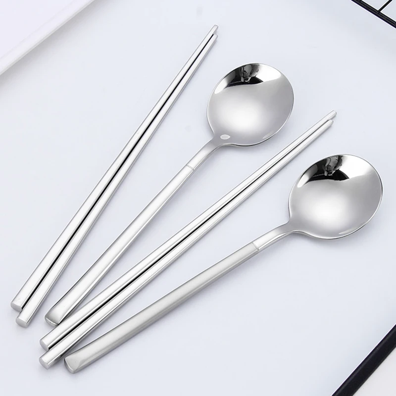 High-grade stainless steel spoon fork chopsticks student portable tableware travel outdoor set Kitchen accessories Useful