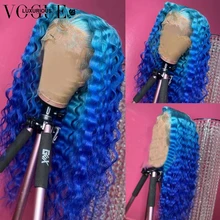 Blue Deep Wave Frontal Wig Brazilian Blonde Human Hair 613 Lace Front Wig Preplucked Ombre Colored Lace Front Wigs For Women