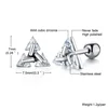 Stud Earrings Men,Triangle Pierced Crystal Zircon Stud Earrings,Stainless Steel Geometric Minimalist Studs for Man Jewelry 3