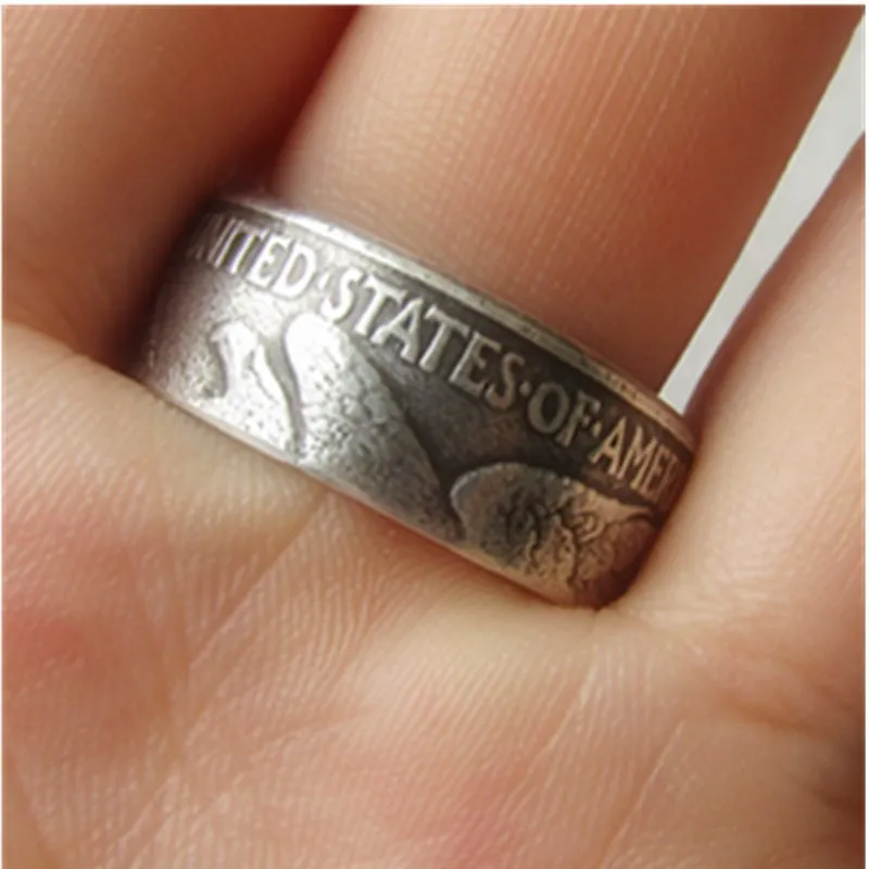 90% Silver US Walking Half Dollar Ring ‘eagle’ Handmade In Sizes 7-12 | Дом и сад