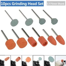 10pcs Abrasif Monté Pierre 3mm Tige Tête De Meulage Roue En Pierre Pour Outil Rotatif Cylindrique Tête De Roue Pour Dremels Outil Rotatif