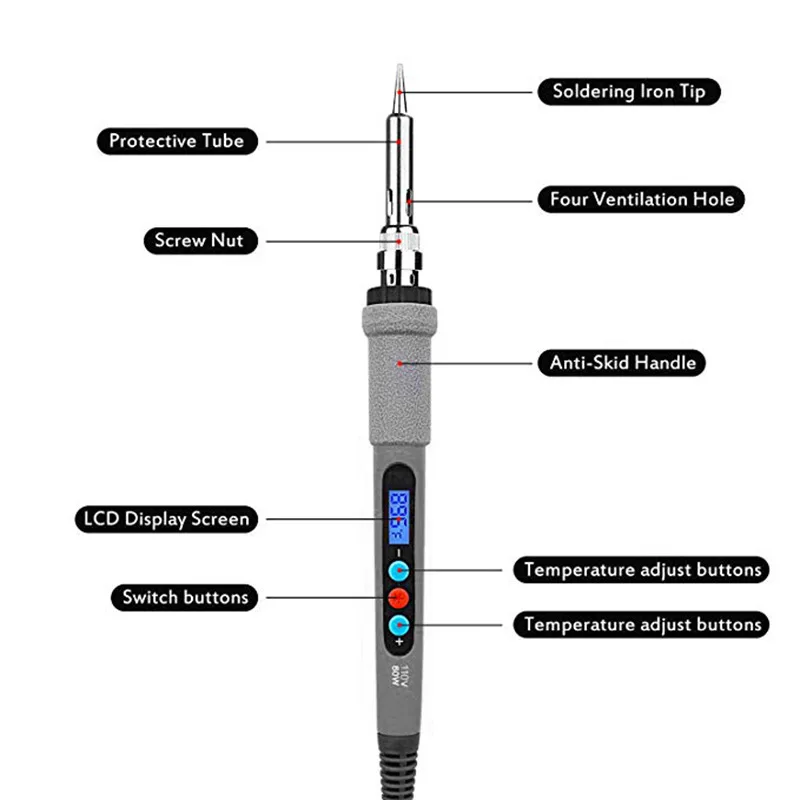 Digital Display Electric Soldering Iron Suit 90W High-Power Digital Soldering Iron Kit Euro 220V Welding Tool Kit Foreign Trade