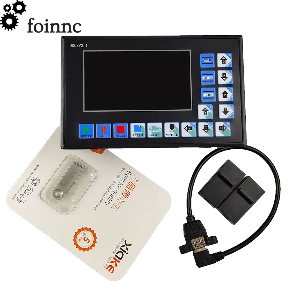 CNC Control System DDCSV2.1 USB 500KHz 3/4 Axis Motion Controller TFT Linkage G Code ARM9+ FPGA Support USB Flash Drive Read
