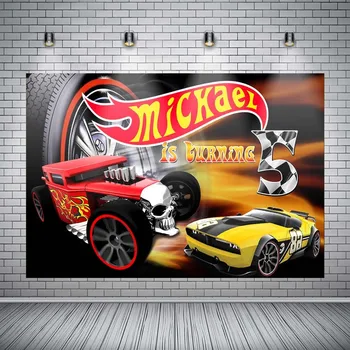 

Flag Racing Car Photography Backdrop for Boys Baby Shower Hot Wheel Party Backgrounds for Photo Studio Photo Background