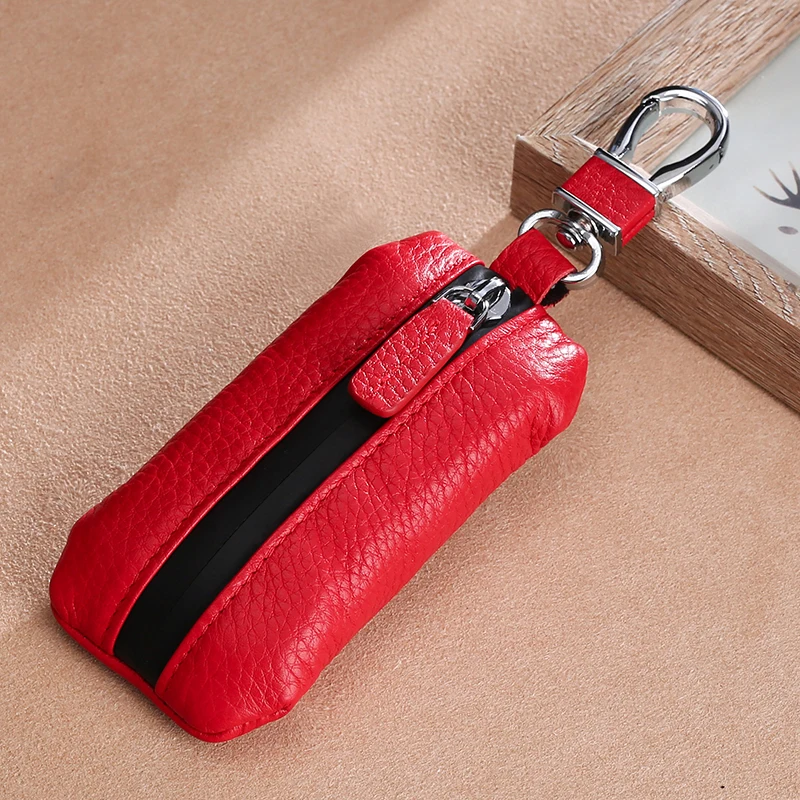 Zipper Car Leather Zipper Keychain  Genuine Leather Wallet Wallet -  Genuine Leather - Aliexpress