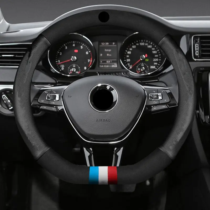 Genuine Leather O / D ShapeCar Steering Wheel Cover for Volkswagen VW