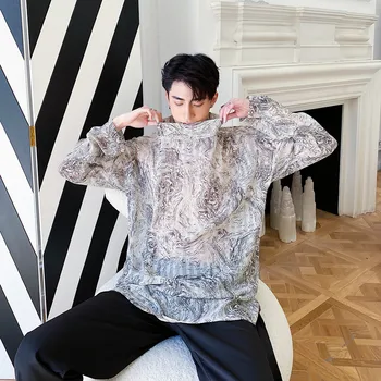 

Male Women Japan Harajuku Korea Streetstyle Shirts Men Retro Pattern Print Long Sleeve Casual Pullover Thin Shirt