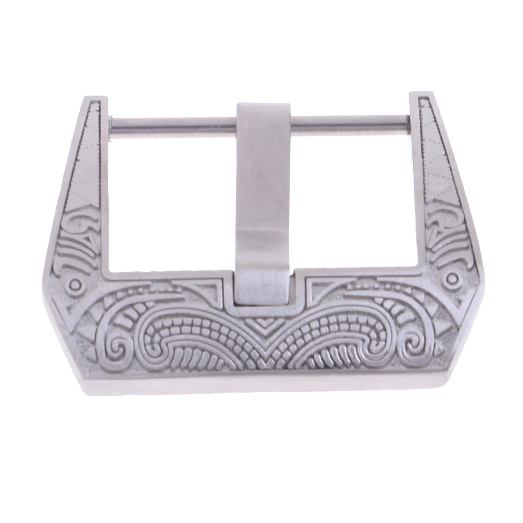 Flower Engraving Steel Screw-In Watch Buckle 22mm Replacement Clasp Crafts