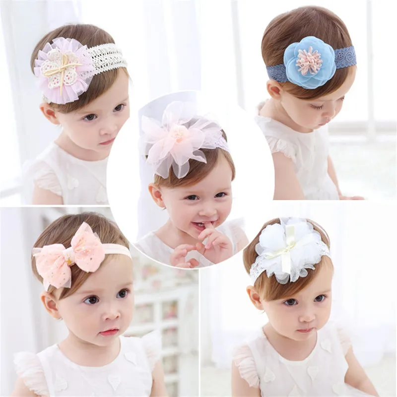 

Fashion Baby Girls Lovely Big Flower Elastic Headband Bandage on the head Newborn Boutique Soft Solid Hair Accessories Headwear