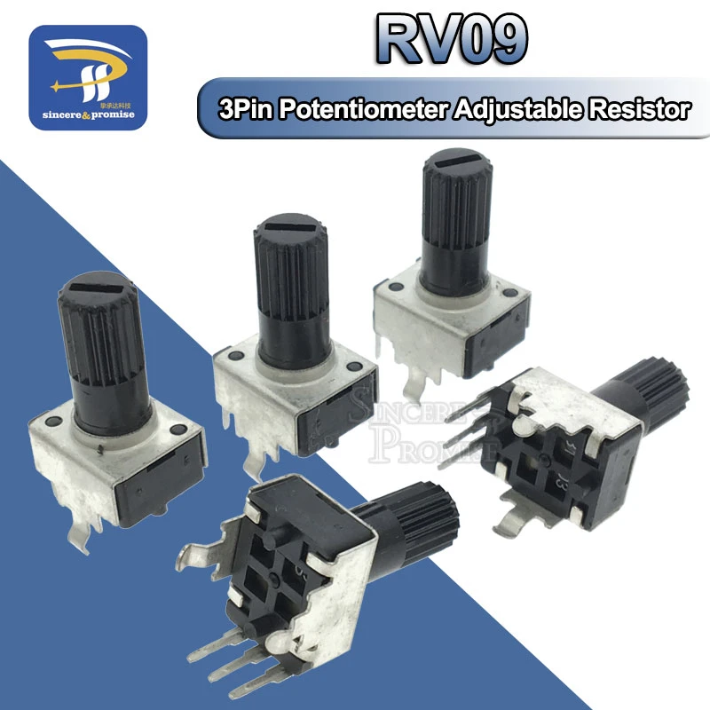10pcs RV09 5-100K Potentiometer Adjustable Resistance 12.5mm Shaft 3Pins new~! 