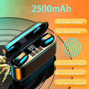 

Touch Control Wireless Earphones Bluetooth Headphones 2500mAh LED Display Hifi Earphone Sport Waterproof Earbuds With Microphone